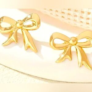 Fashion Bow Knot Gold Earrings